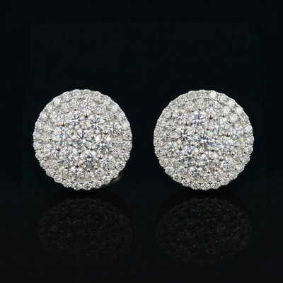 925S & VVS Moissanite Round Stud Earrings