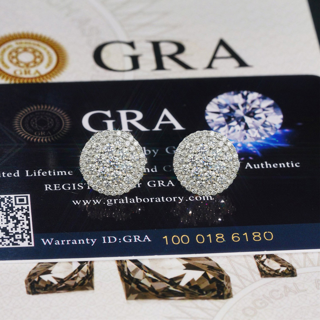 925S & VVS Moissanite Round Stud Earrings