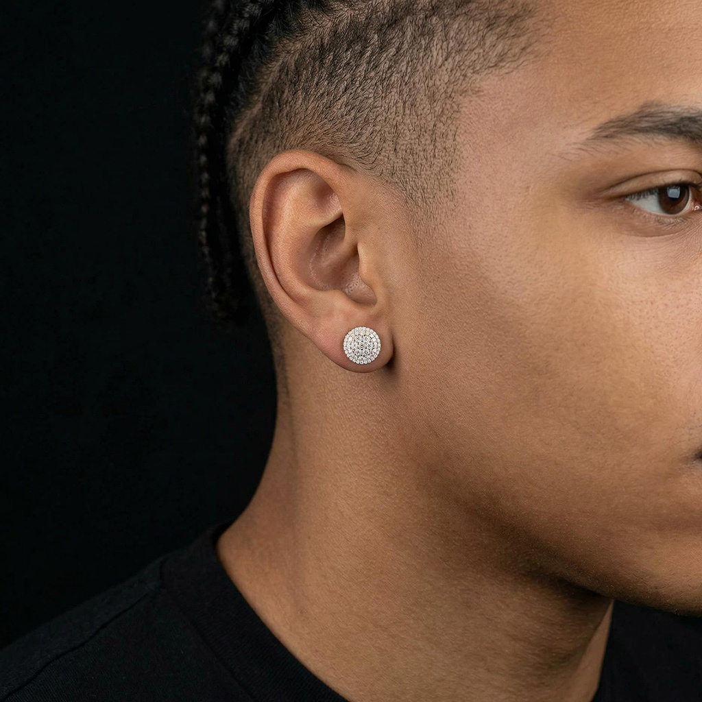 925S & VVS Moissanite Round Stud Earrings