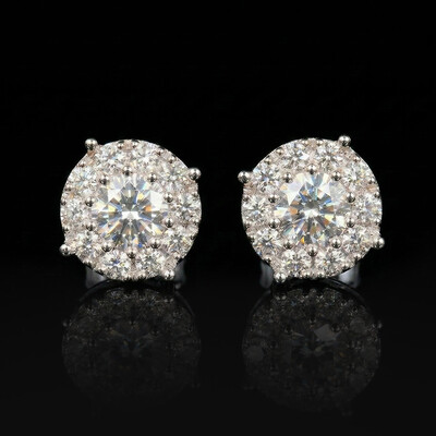 925S & VVS Moissanite Round Cut Stud Earrings