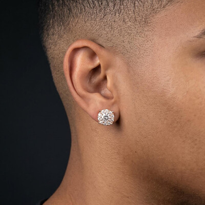 925S & VVS Moissanite Round Cut Stud Earrings