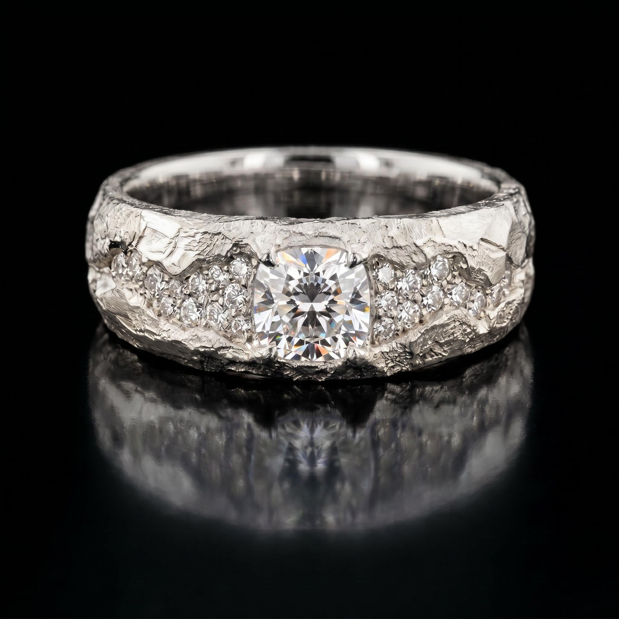 925 Silver & VVS1 Moissanite Cushion Cut Universe Band Ring