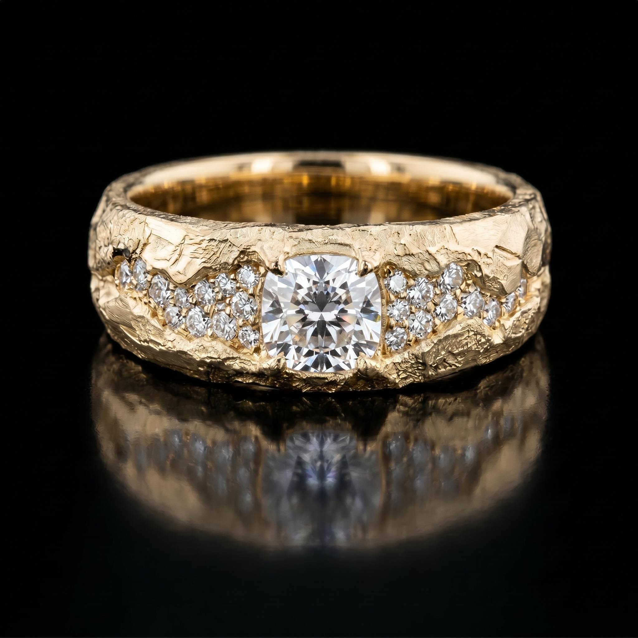 925 Silver & VVS1 Moissanite Cushion Cut Universe Band Ring