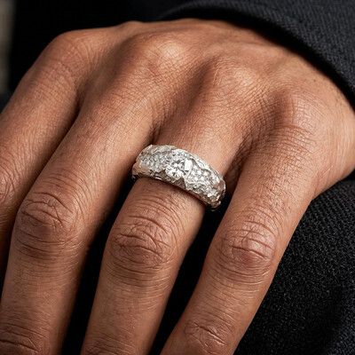 925 Silver & VVS1 Moissanite Cushion Cut Universe Band Ring