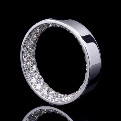 925 Silver & VVS1 Moissanite Inner Diamond Band Ring