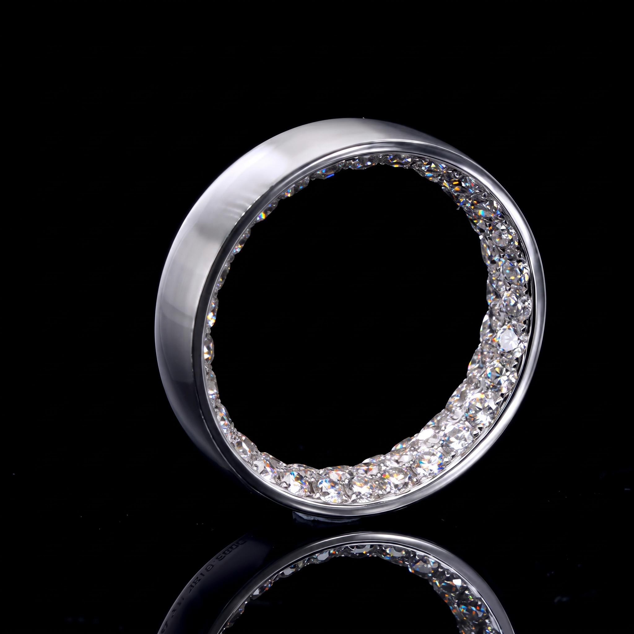 925 Silver & VVS1 Moissanite Inner Diamond Band Ring