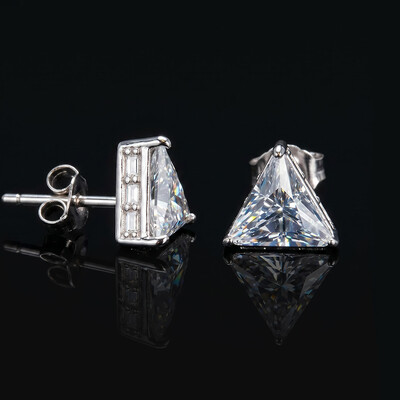 925S & VVS Moissanite Triangle & Baguette Cut Earrings