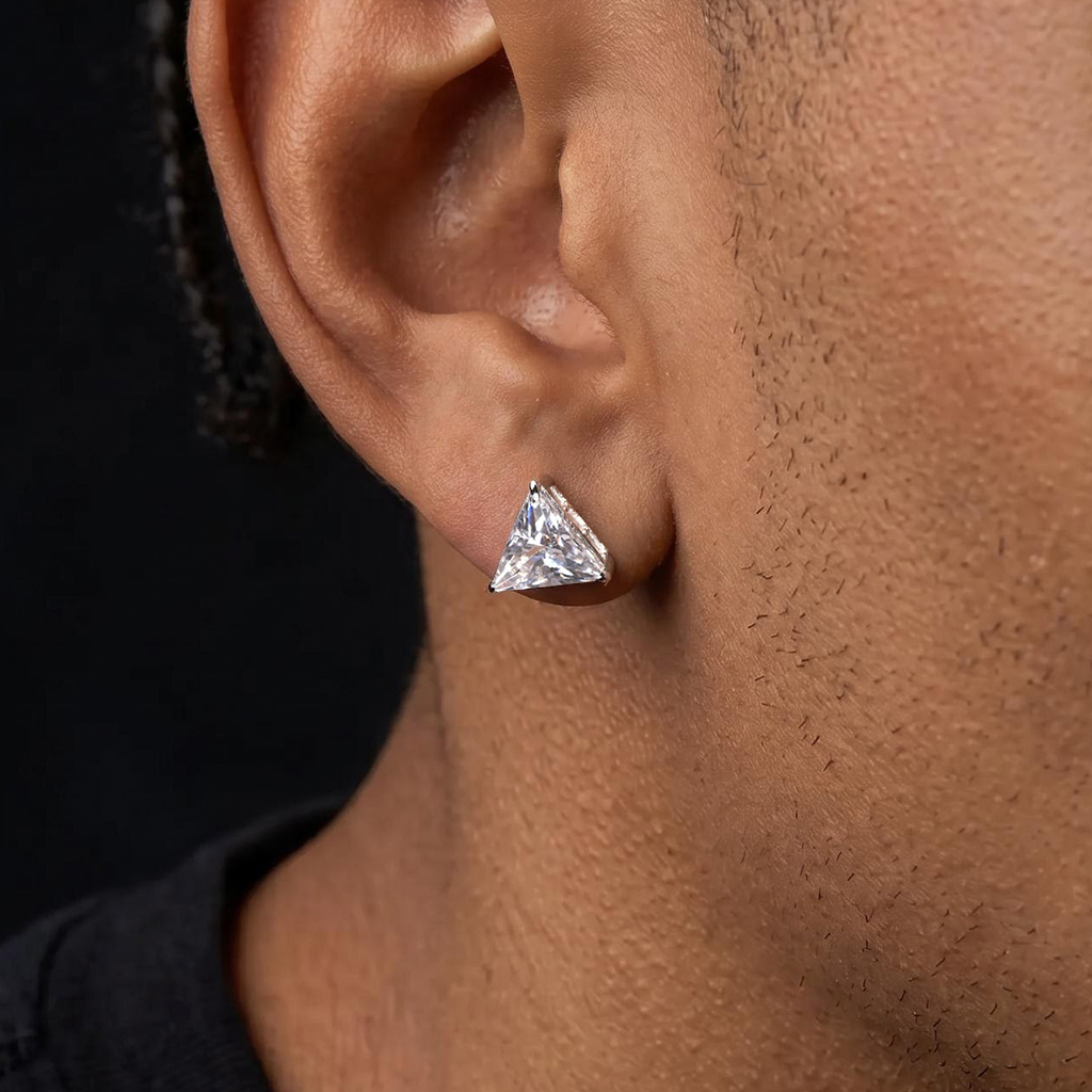 925S & VVS Moissanite Triangle & Baguette Cut Earrings