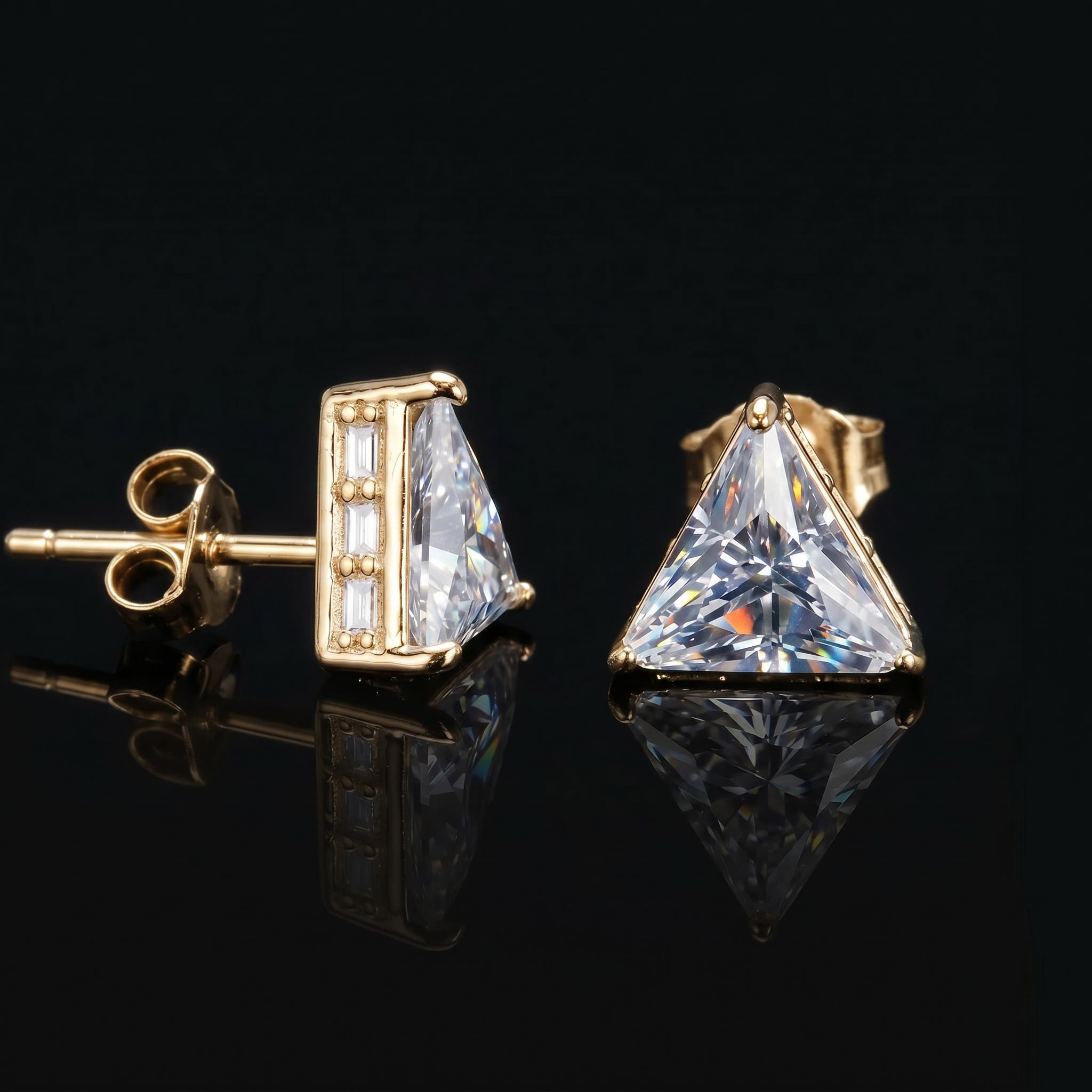 925S & VVS Moissanite Triangle & Baguette Cut Earrings