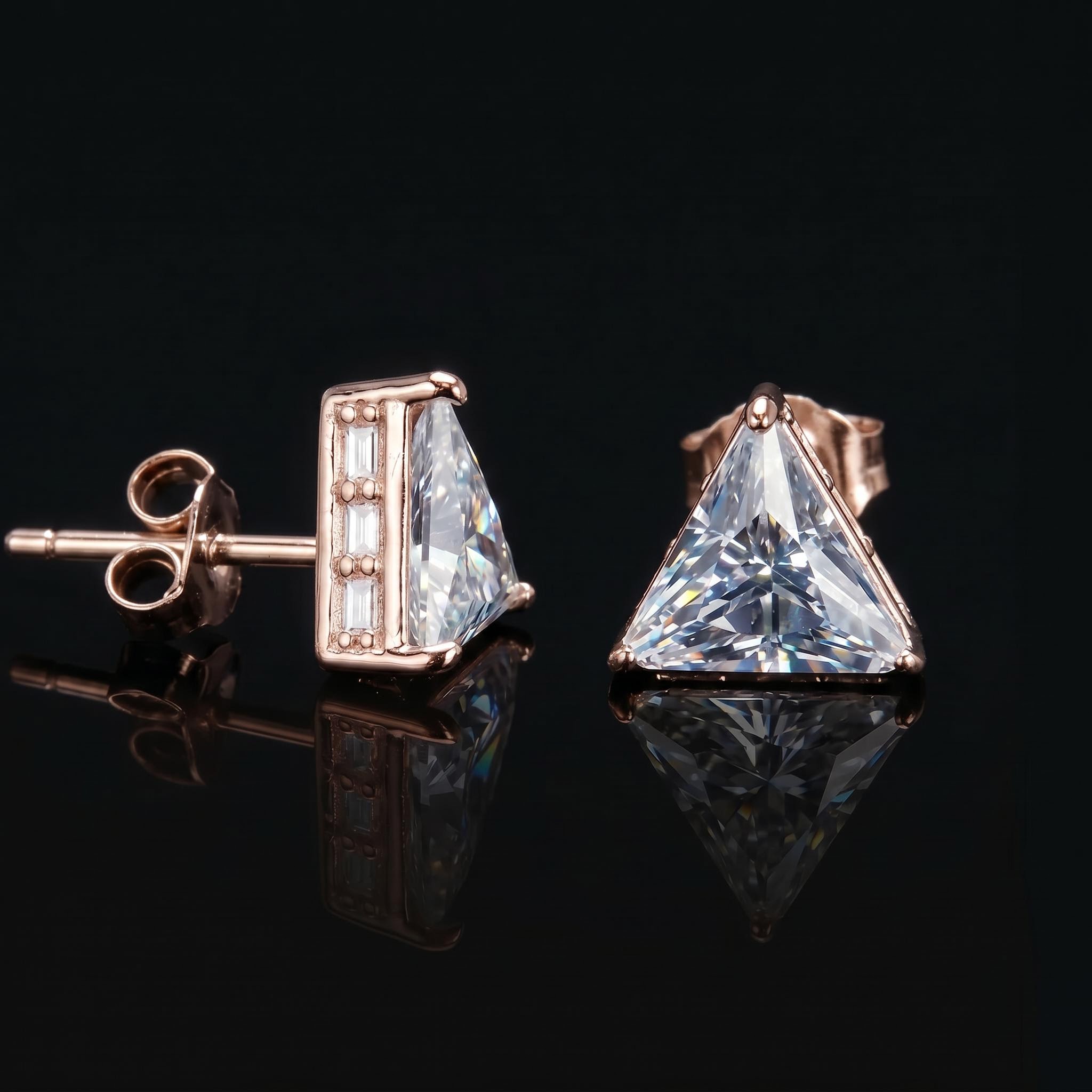 925S & VVS Moissanite Triangle & Baguette Cut Earrings