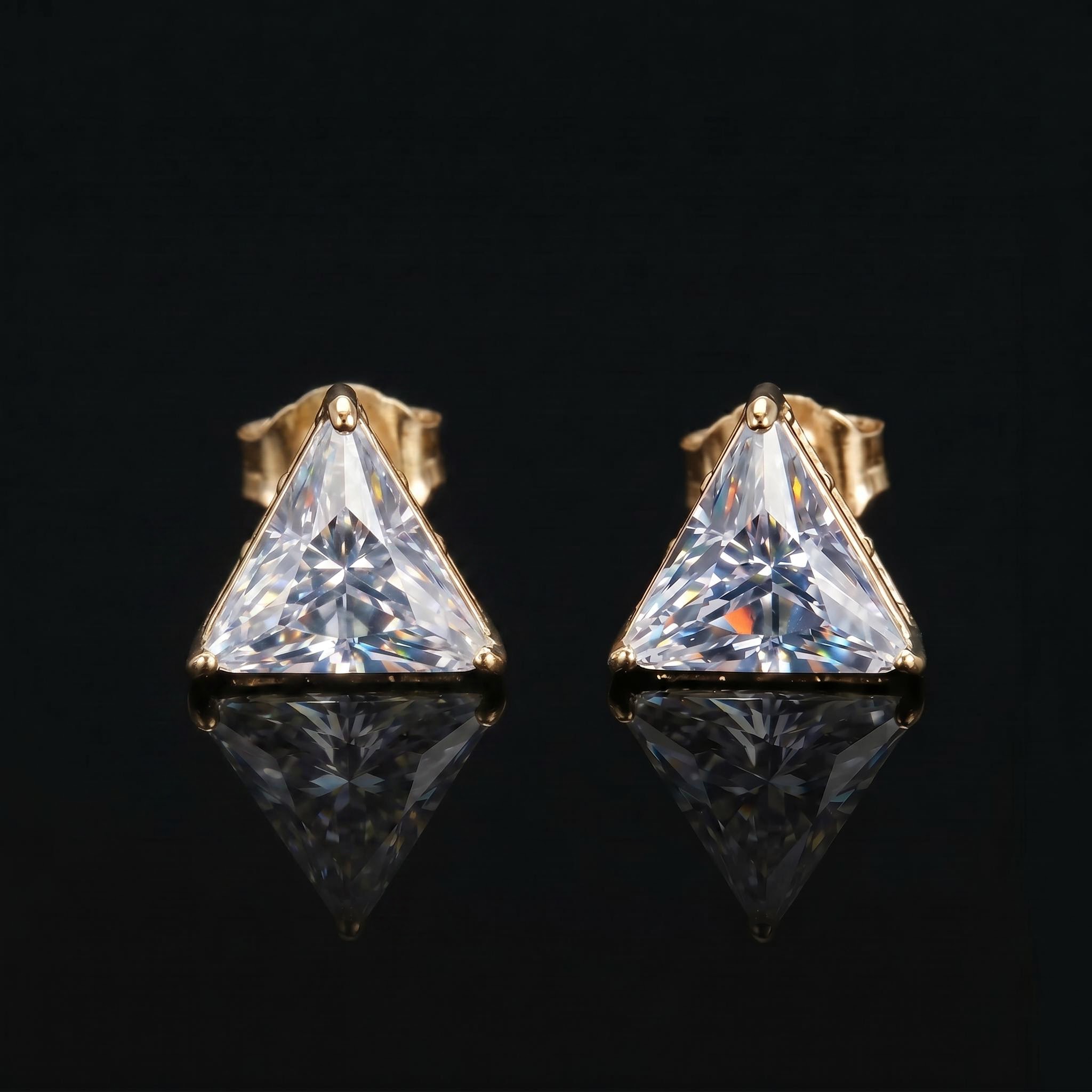925 Silver & VVS1 Moissanite Triangle & Baguette Cut Earrings