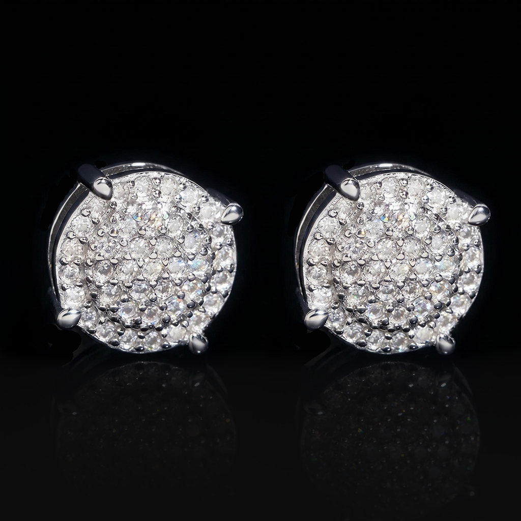 925 Silver & VVS1 Moissanite Round Cut Halo Stud Earrings 925 Silver & VVS1 Moissanite Round Cut Halo Stud Earrings
