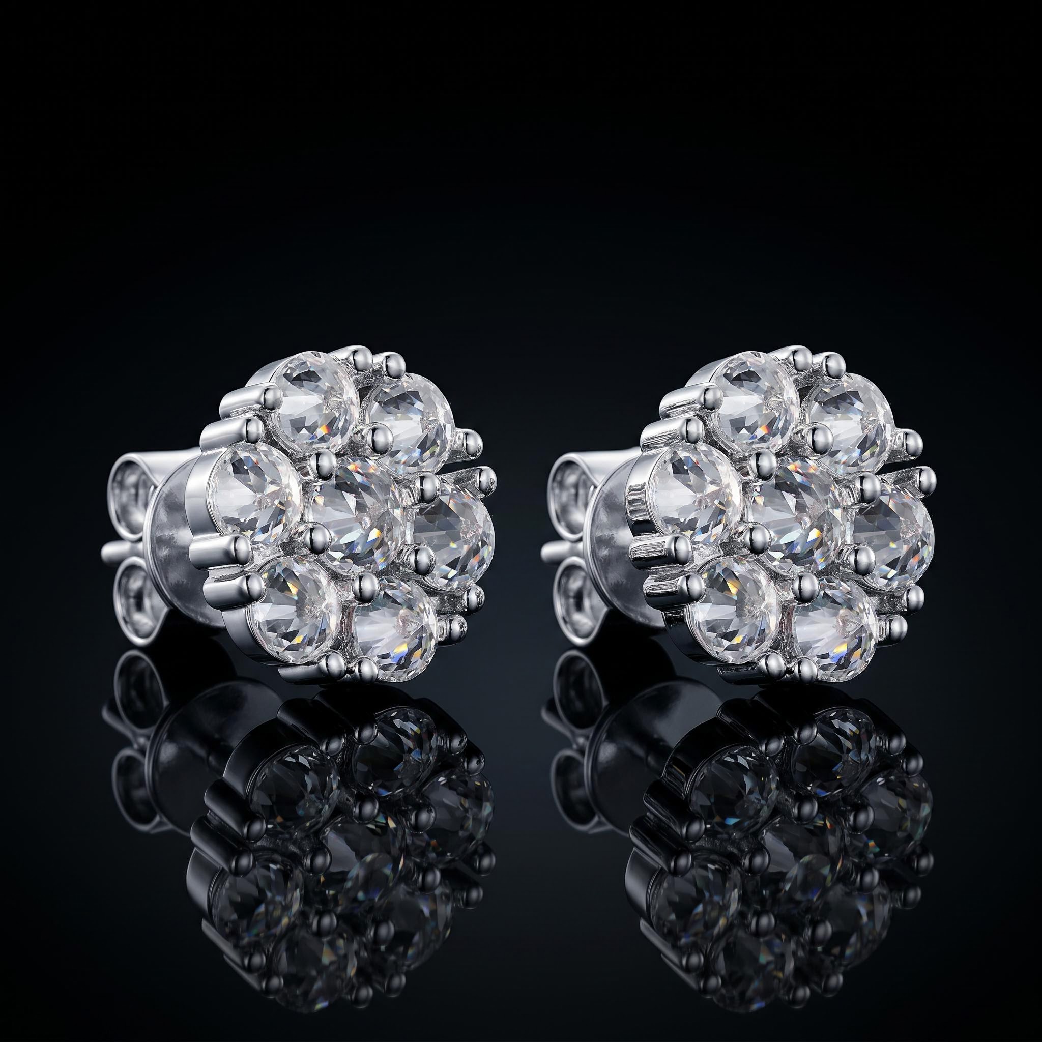 925 Silver & VVS1 Moissanite Upside Down Inverted Diamond Flower Earrings 925 Silver & VVS1 Moissanite Upside Down Inverted Diamond Flower Earrings