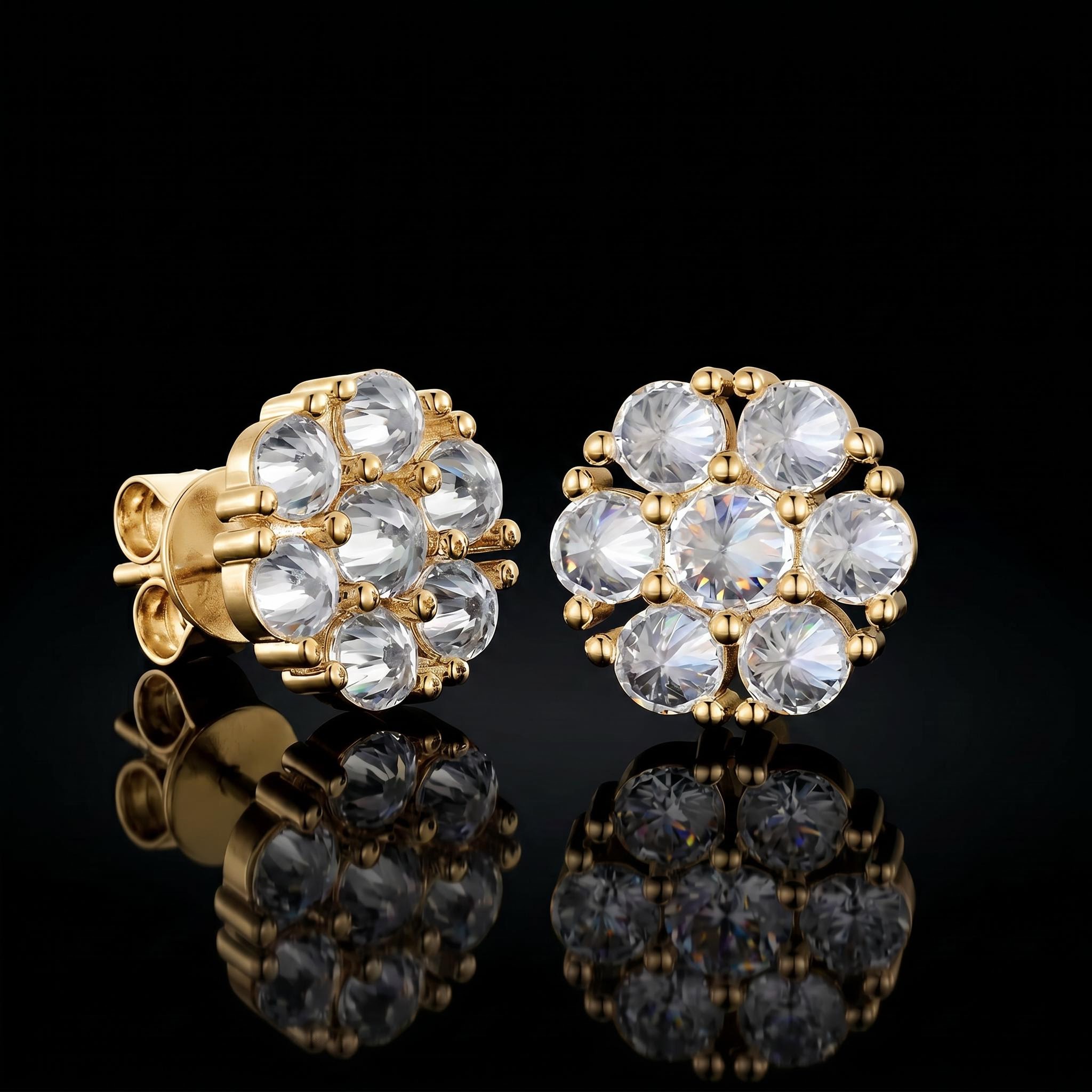 925 Silver & VVS1 Moissanite Upside Down Inverted Diamond Flower Earrings 925 Silver & VVS1 Moissanite Upside Down Inverted Diamond Flower Earrings