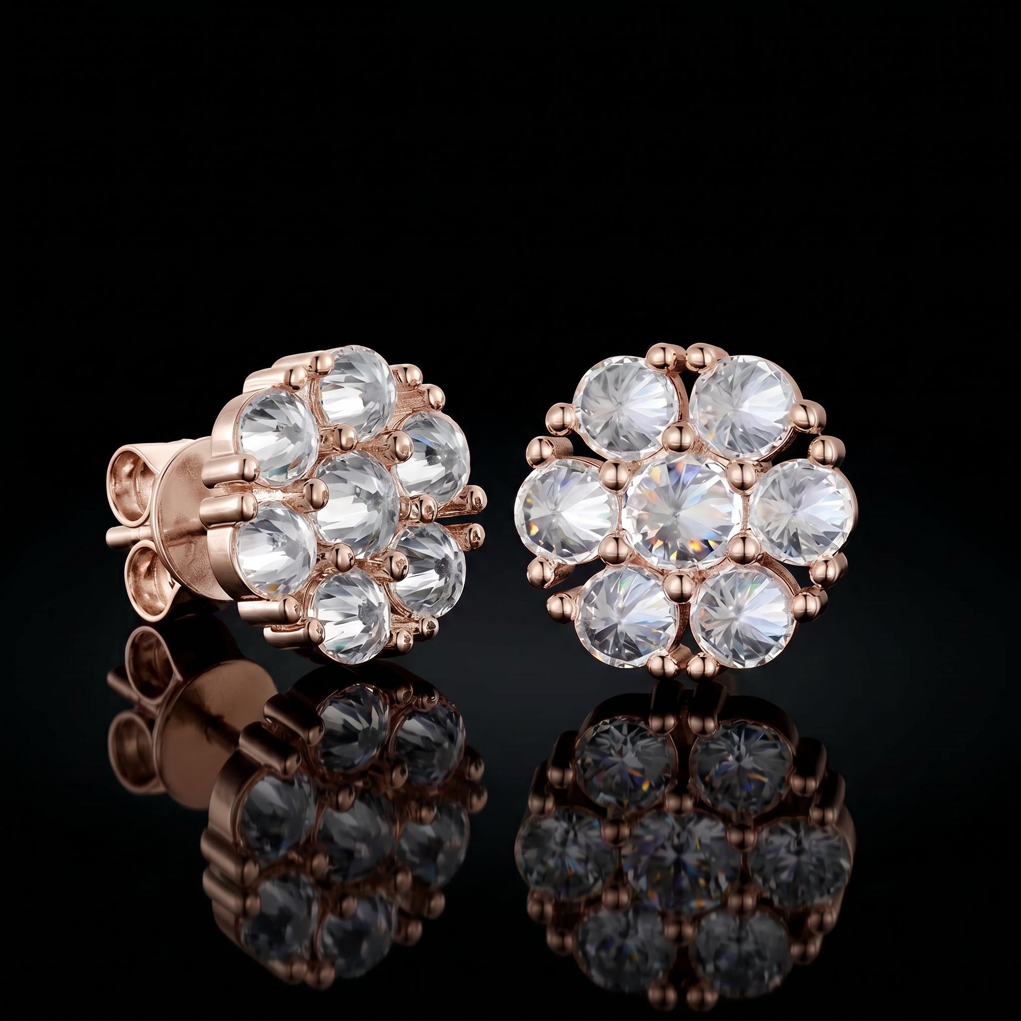 925 Silver & VVS1 Moissanite Upside Down Inverted Diamond Flower Earrings 925 Silver & VVS1 Moissanite Upside Down Inverted Diamond Flower Earrings