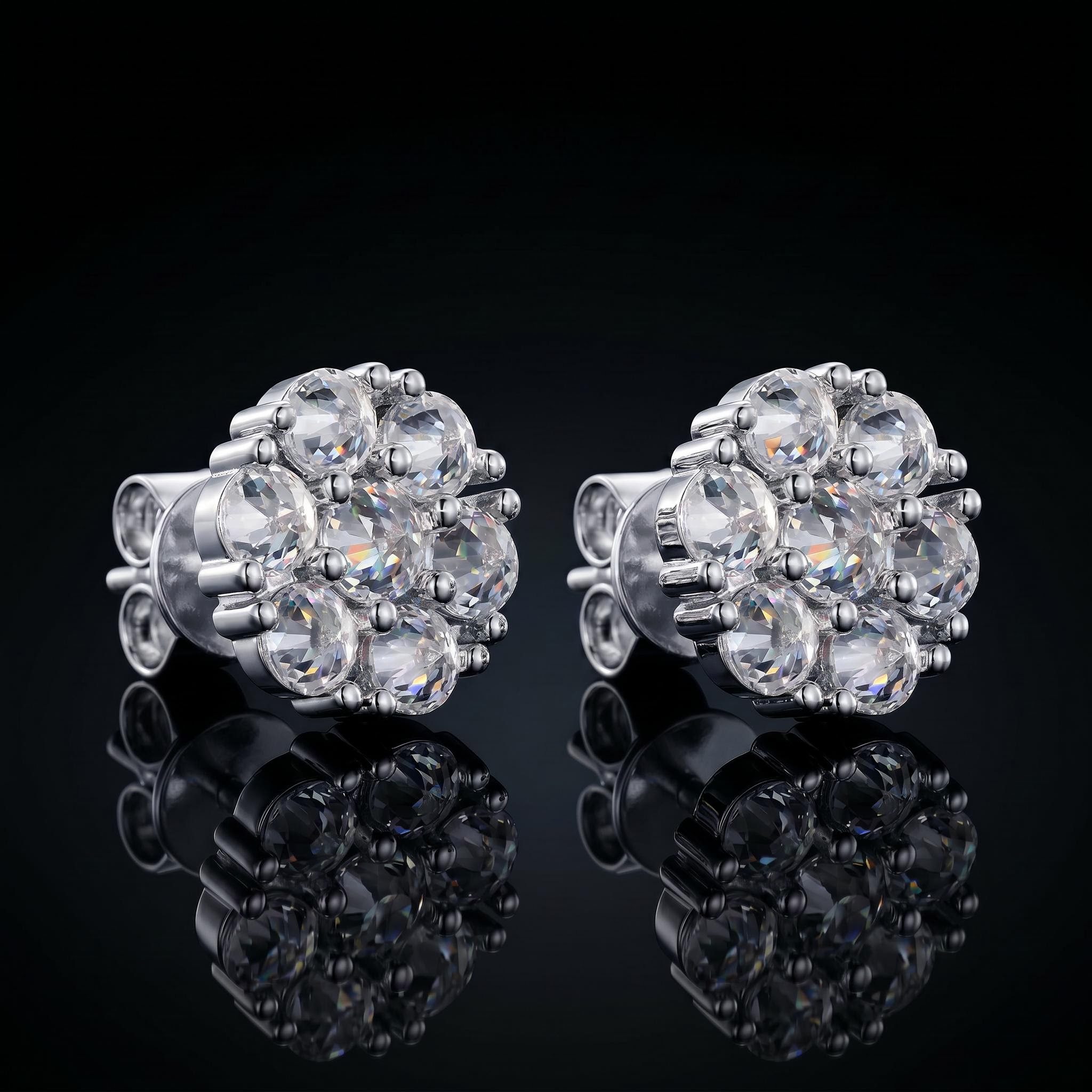 925 Silver & VVS1 Moissanite Upside Down Inverted Diamond Flower Earrings 925 Silver & VVS1 Moissanite Upside Down Inverted Diamond Flower Earrings