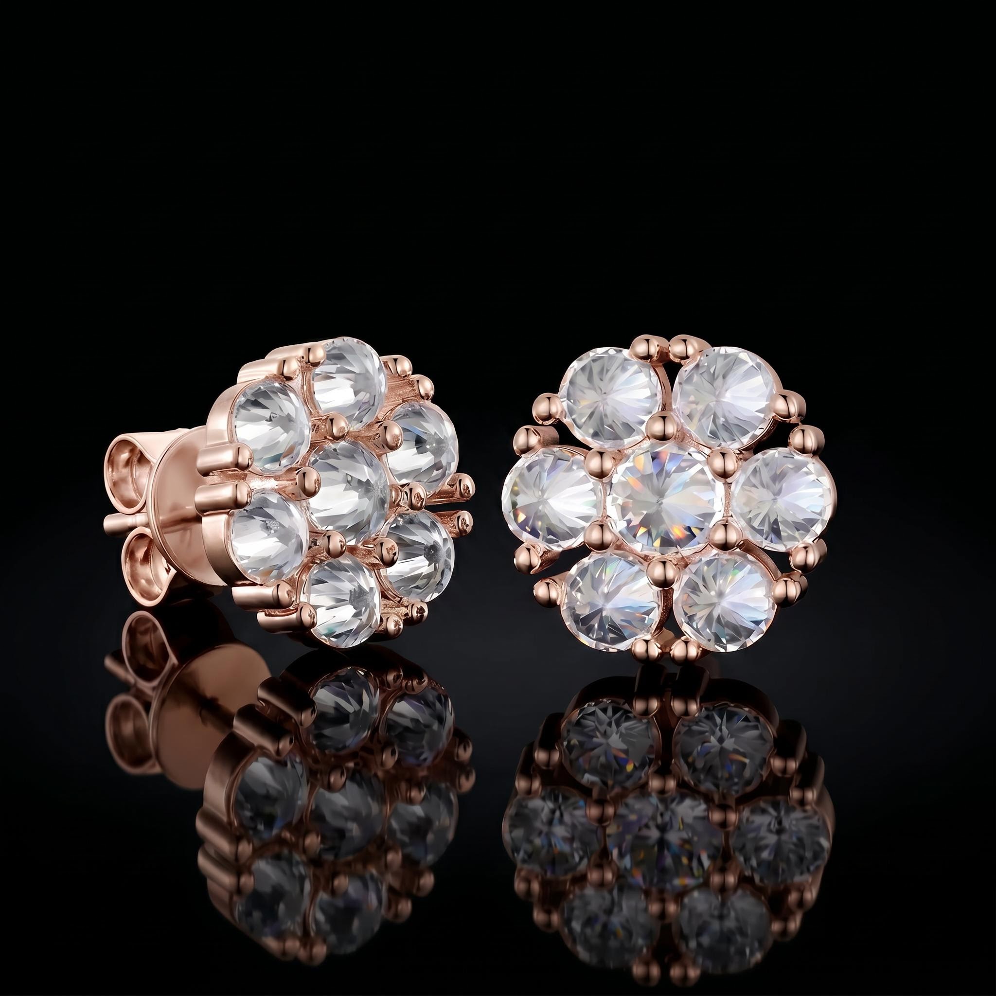925 Silver & VVS1 Moissanite Upside Down Inverted Diamond Flower Earrings 925 Silver & VVS1 Moissanite Upside Down Inverted Diamond Flower Earrings