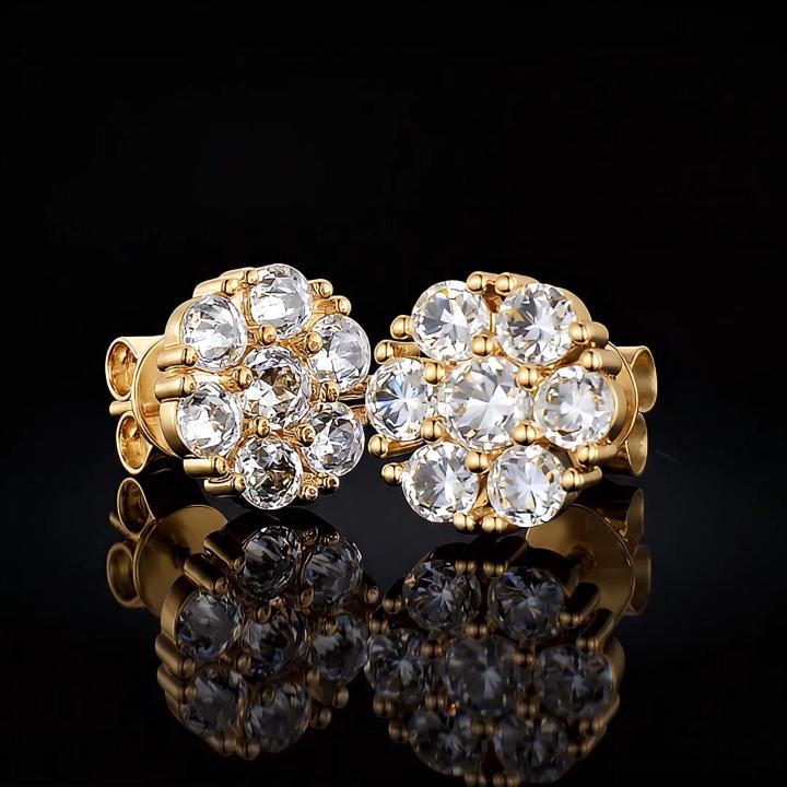 925 Silver & VVS1 Moissanite Upside Down Inverted Diamond Flower Earrings 925 Silver & VVS1 Moissanite Upside Down Inverted Diamond Flower Earrings