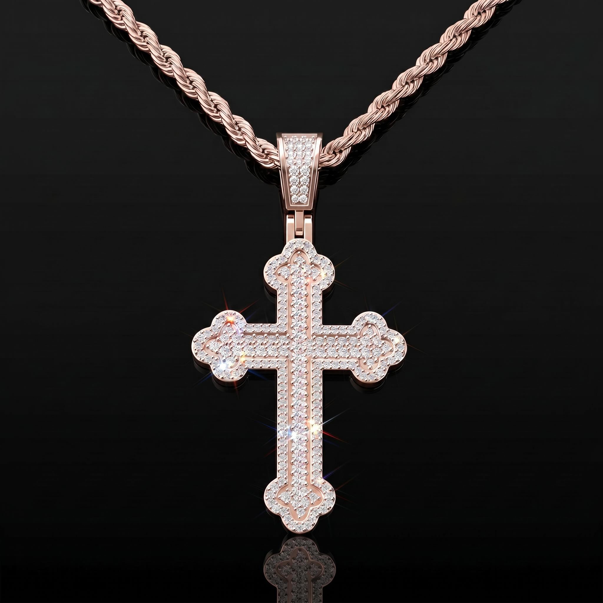 925 Silver & VVS1 Moissanite Paved Mosaic Cross Pendant 925 Silver & VVS1 Moissanite Paved Mosaic Cross Pendant
