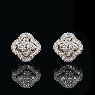 925 Silver & VVS1 Moissanite Four-leaf Clover Stud Earrings