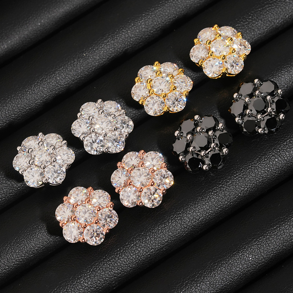 925S & VVS Moissanite 4.2 CTW Cluster Flower Earrings