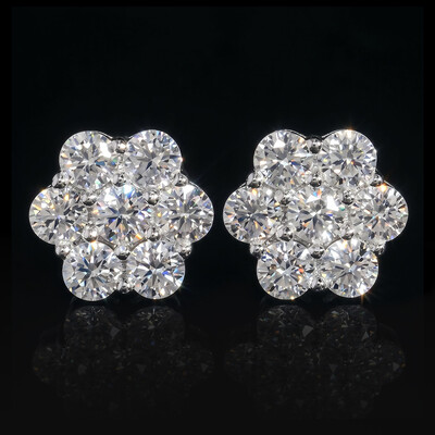 925S & VVS Moissanite 4.2 CTW Cluster Flower Earrings