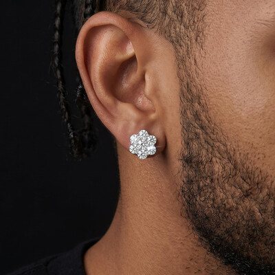 925S & VVS Moissanite 4.2 CTW Cluster Flower Earrings