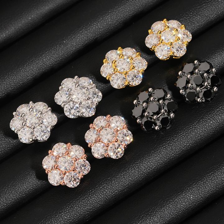 925 Silver & VVS1 Moissanite 4.2 CTW Cluster Flower Earrings