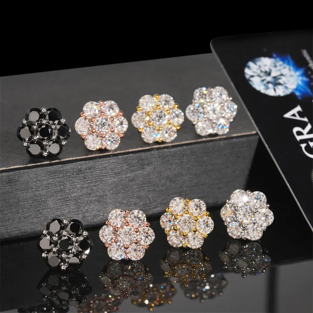 925S & VVS Moissanite 4.2 CTW Black Cluster Flower Earrings