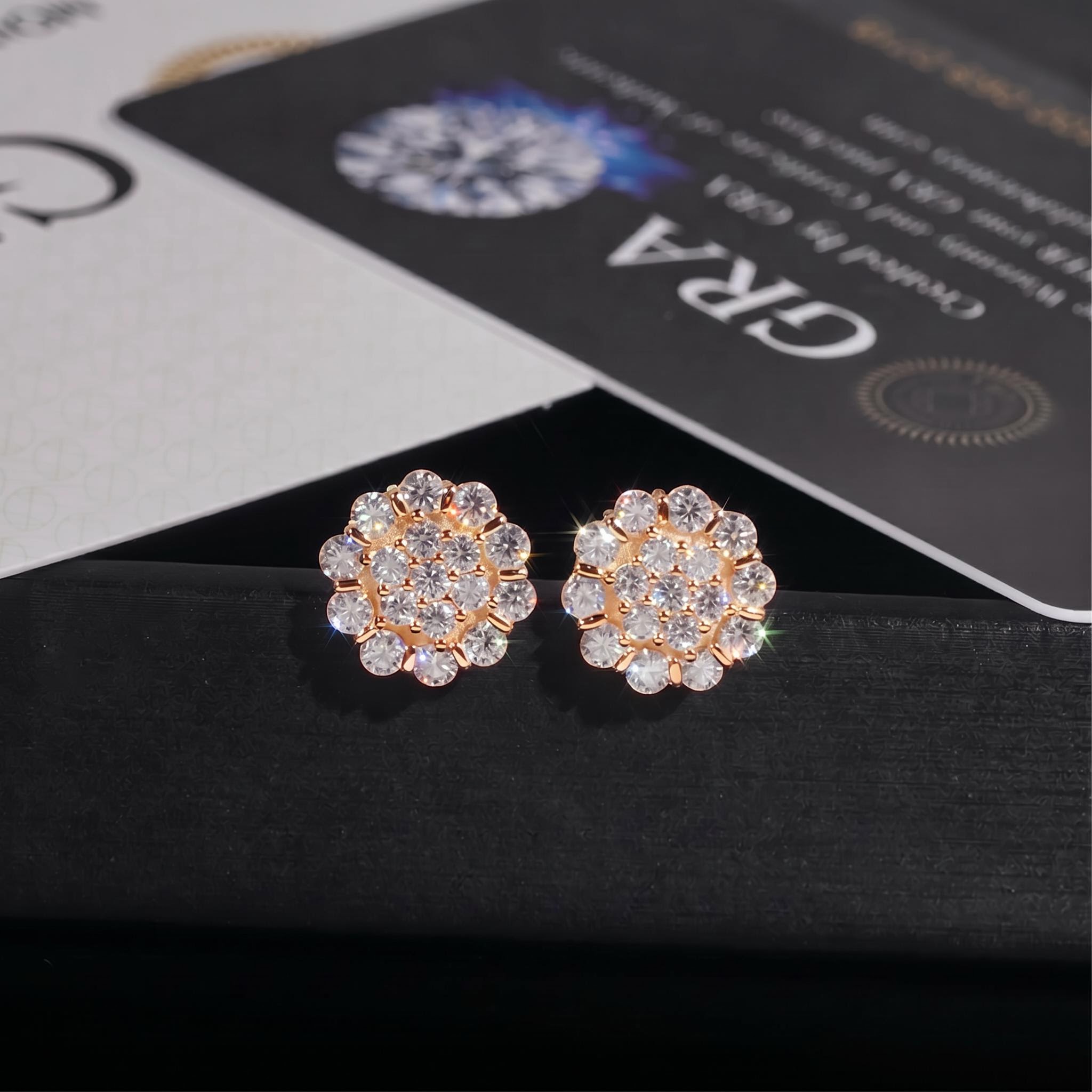 925S & VVS Moissanite Cluster Flower Earrings