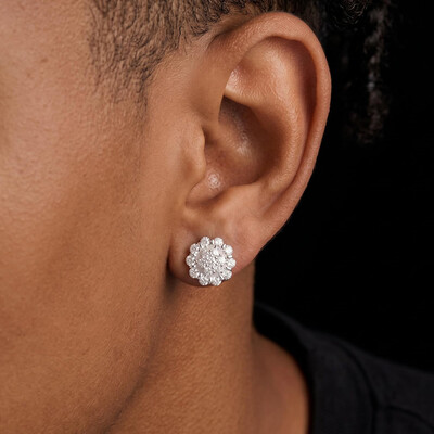 925S & VVS Moissanite Cluster Flower Earrings
