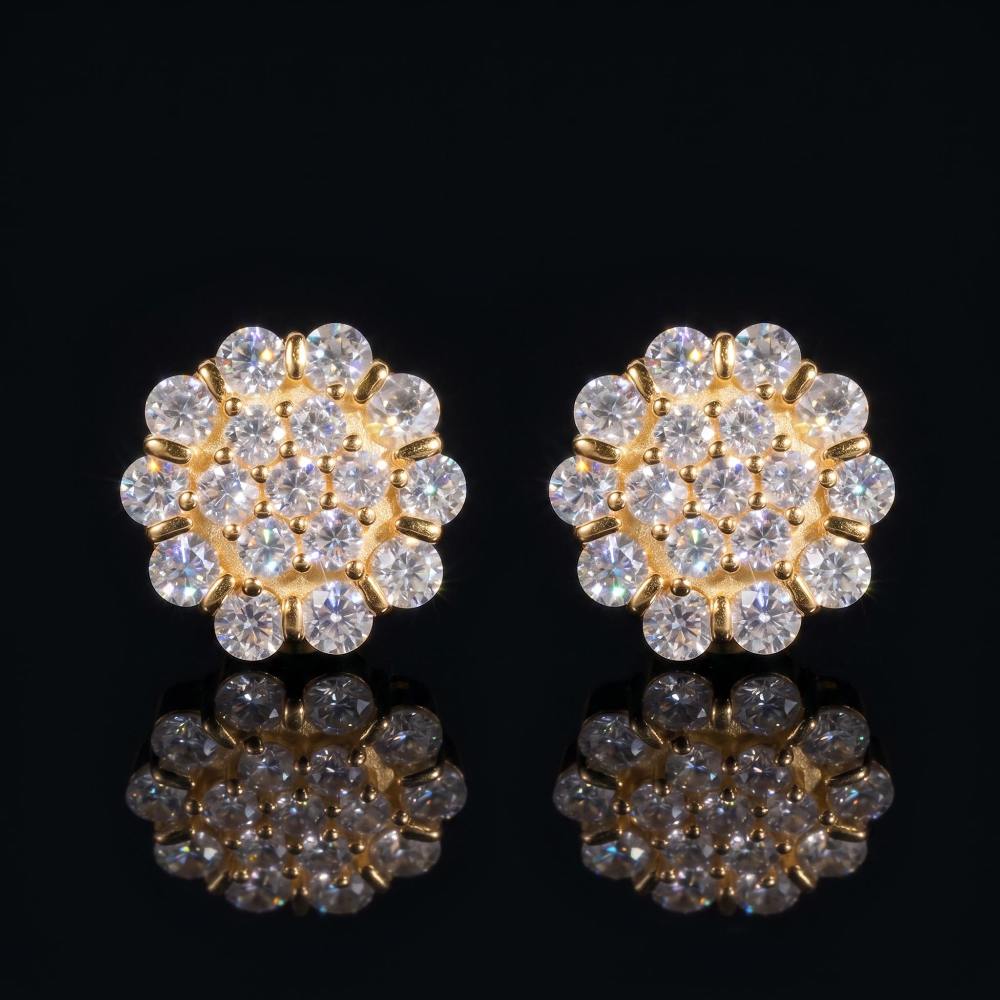 925S & VVS Moissanite Cluster Flower Earrings