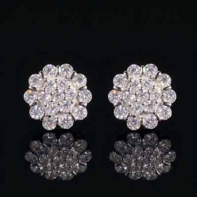 925S & VVS Moissanite Cluster Flower Earrings