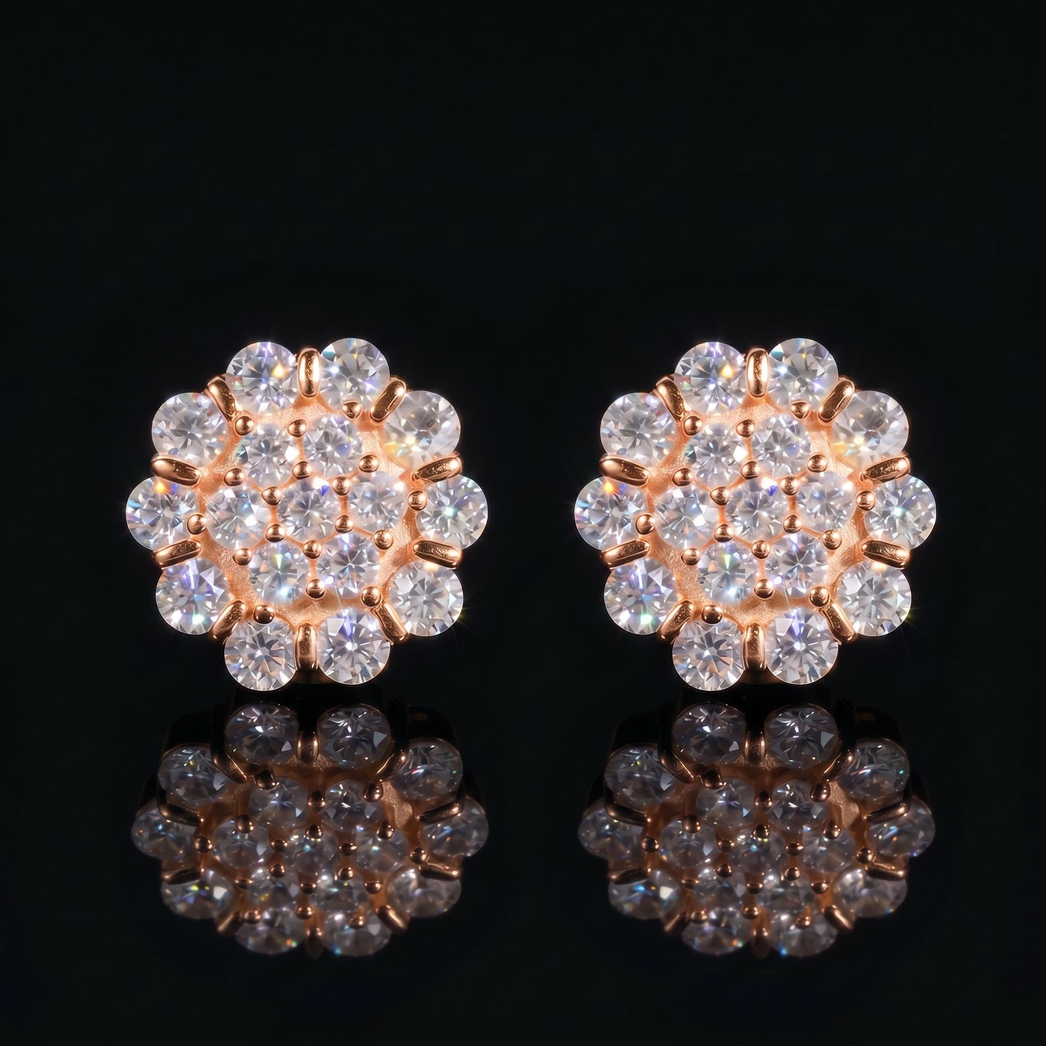 925 Silver & VVS1 Moissanite Cluster Flower Earrings 925 Silver & VVS1 Moissanite Cluster Flower Earrings