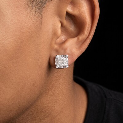 925S & VVS Moissanite Round&Baguette&Princess Cut Earrings
