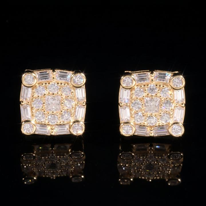 925 Silver & VVS1 Moissanite Round&Baguette&Princess Cut Earrings 925 Silver & VVS1 Moissanite Round&Baguette&Princess Cut Earrings