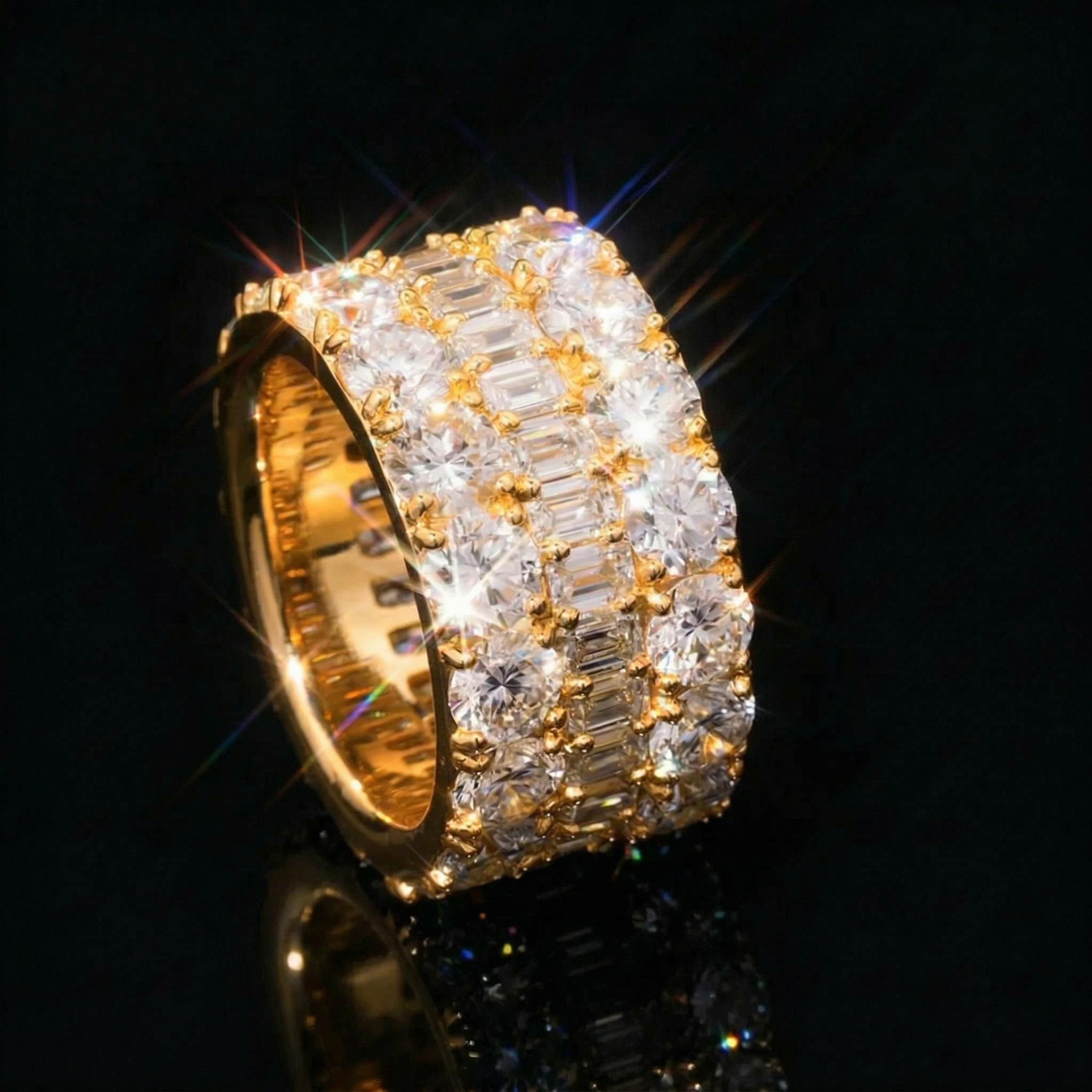 Iced Out Eternity Baguette & Round-cut Band Ring