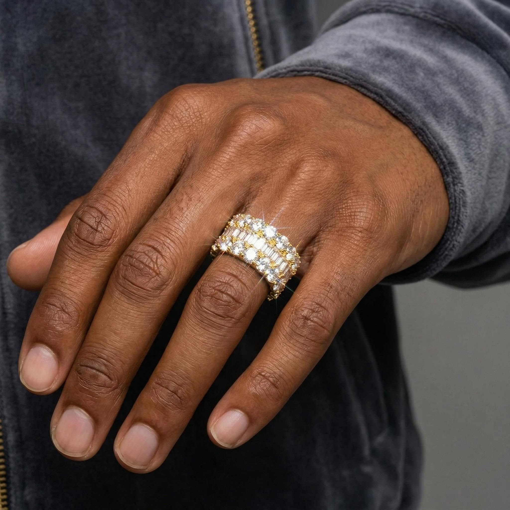 Iced Out Eternity Baguette & Round-cut Band Ring