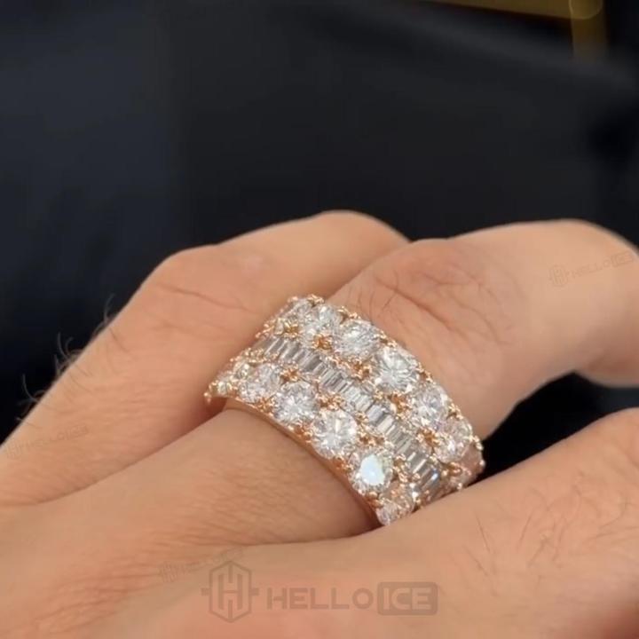 Iced Out Eternity Baguette & Round-cut Band Ring Iced Out Eternity Baguette & Round-cut Band Ring