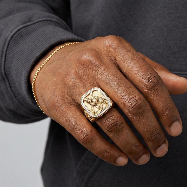 Iced Out Baguette Cut Jesus Ring Iced Out Baguette Cut Jesus Ring