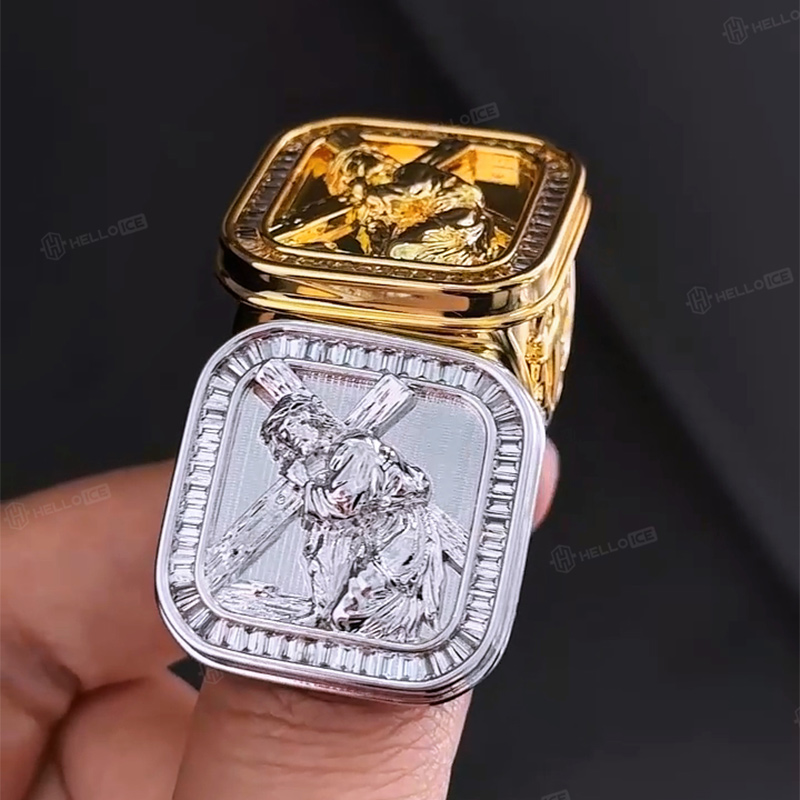 Iced Out Baguette Cut Jesus Ring