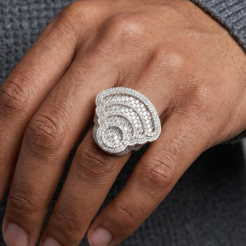 Iced Out Baguette Cut WiFi Infinity Ring Iced Out Baguette Cut WiFi Infinity Ring