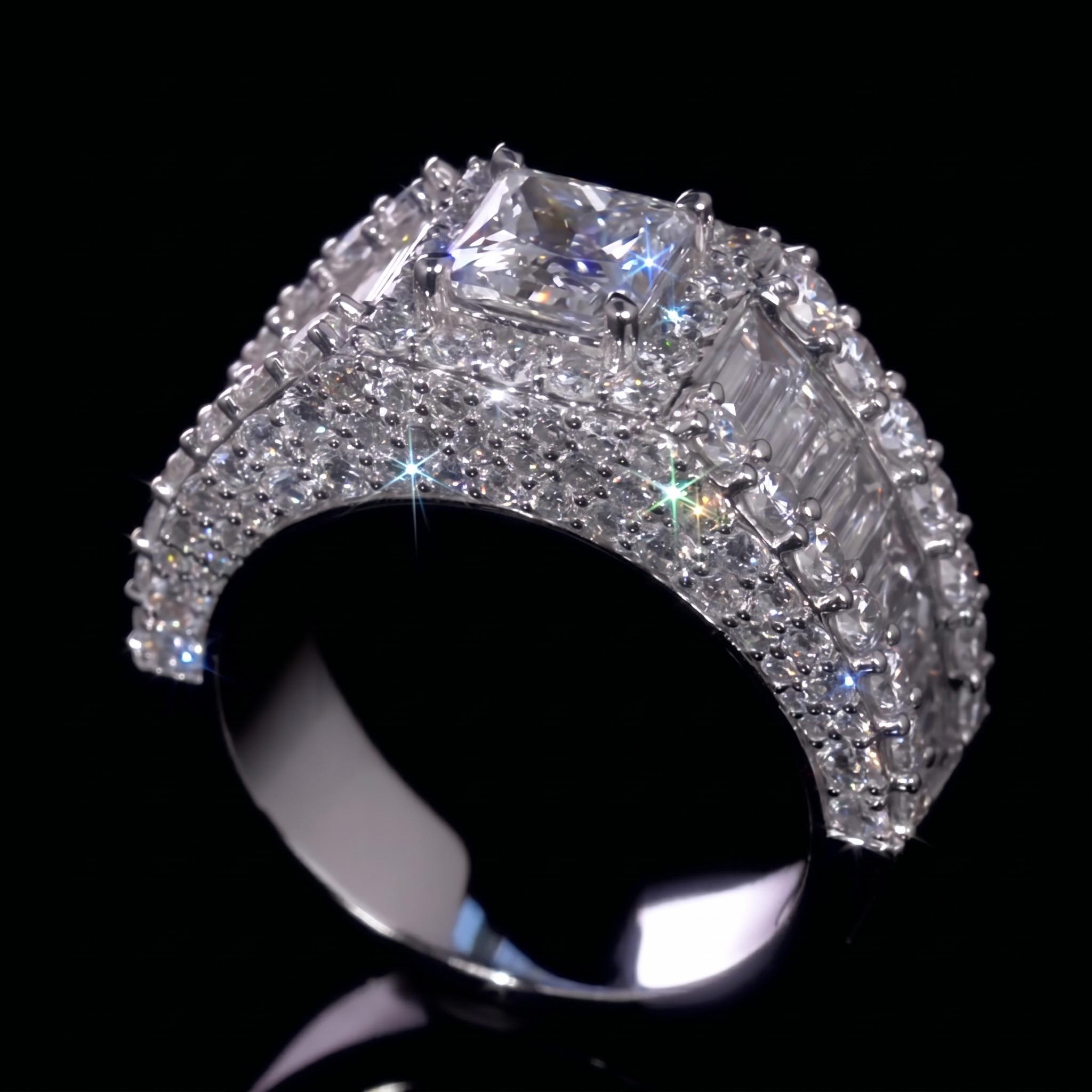 Iced Out Princess & Baguette Engagement Ring Iced Out Princess & Baguette Engagement Ring