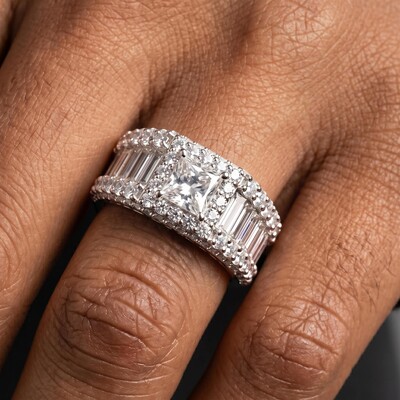 Iced Out Princess & Baguette Engagement Ring