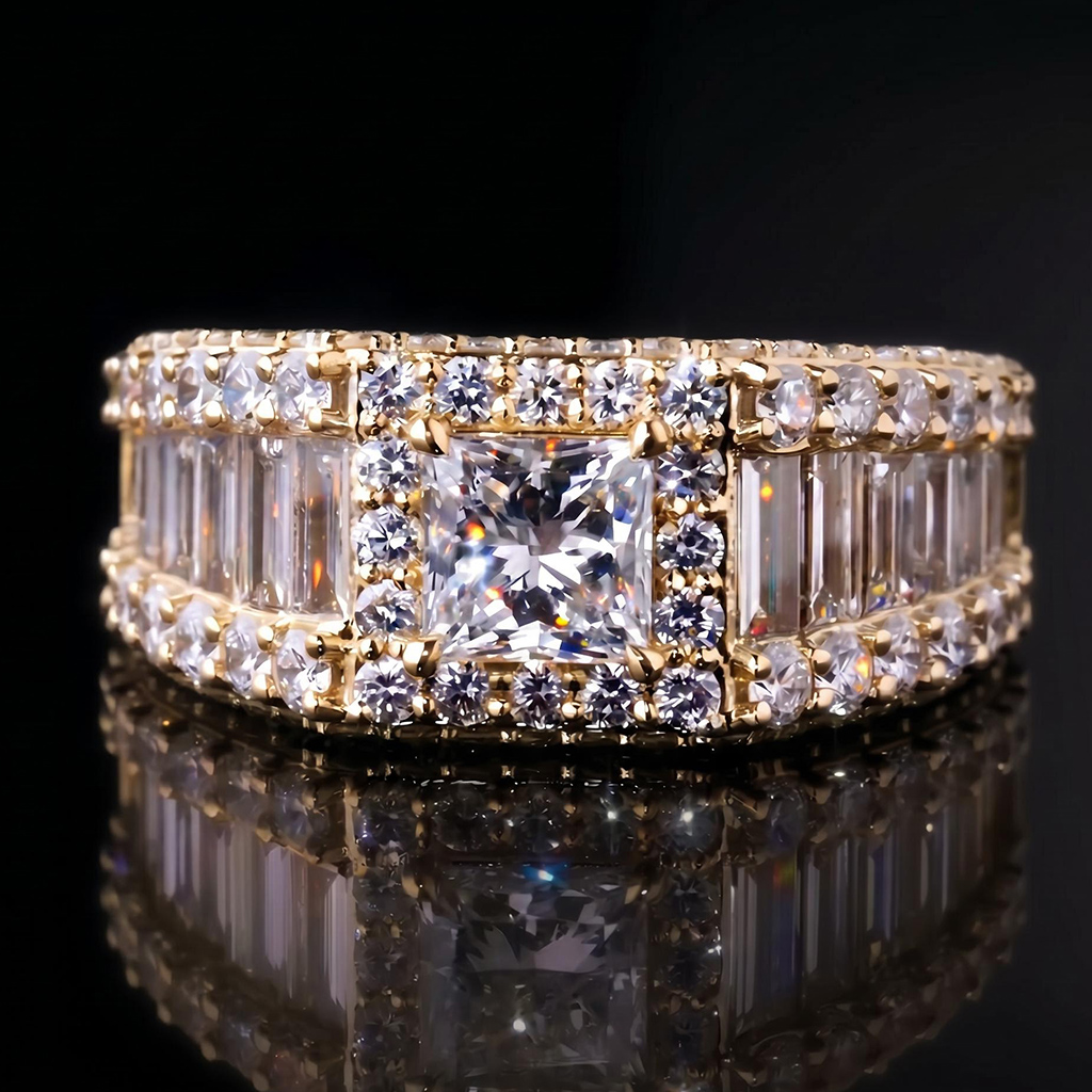 Iced Out Princess & Baguette Engagement Ring Iced Out Princess & Baguette Engagement Ring