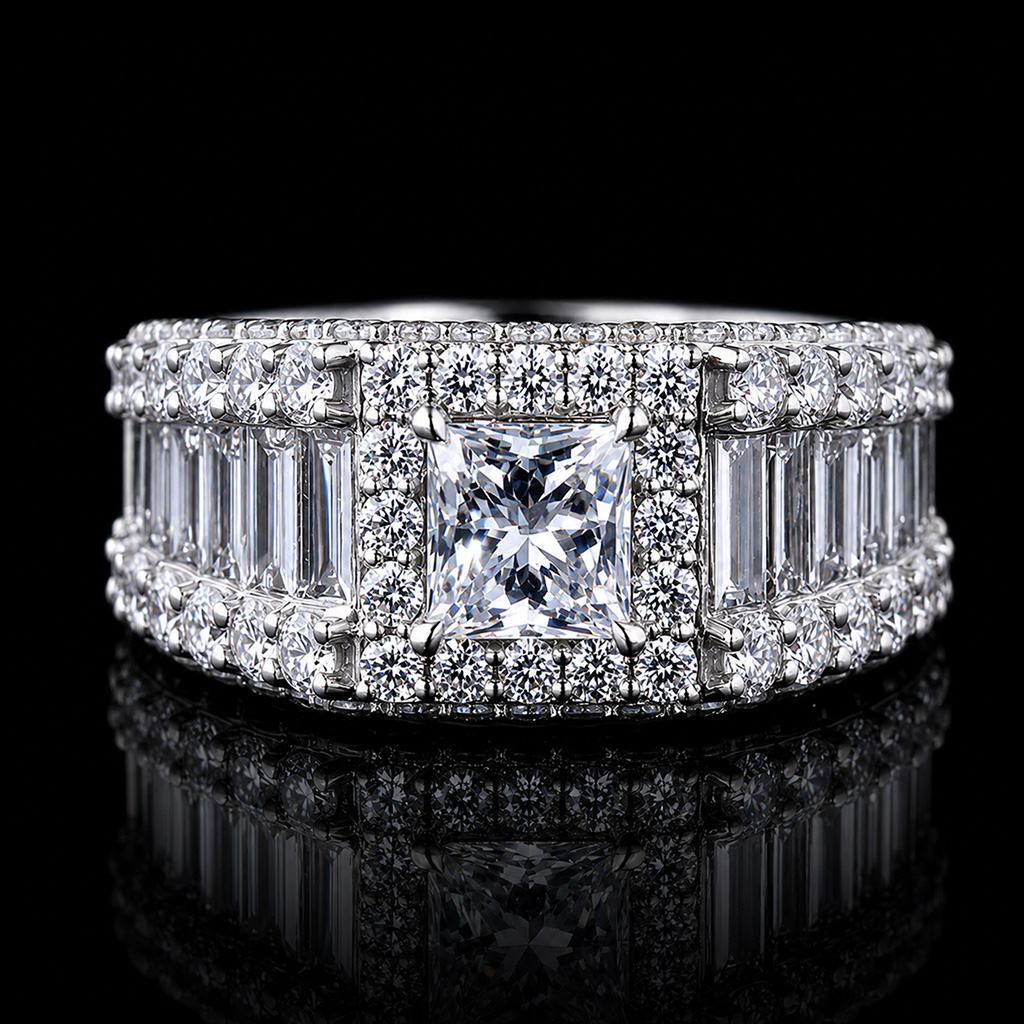 Iced Out Princess & Baguette Engagement Ring Iced Out Princess & Baguette Engagement Ring