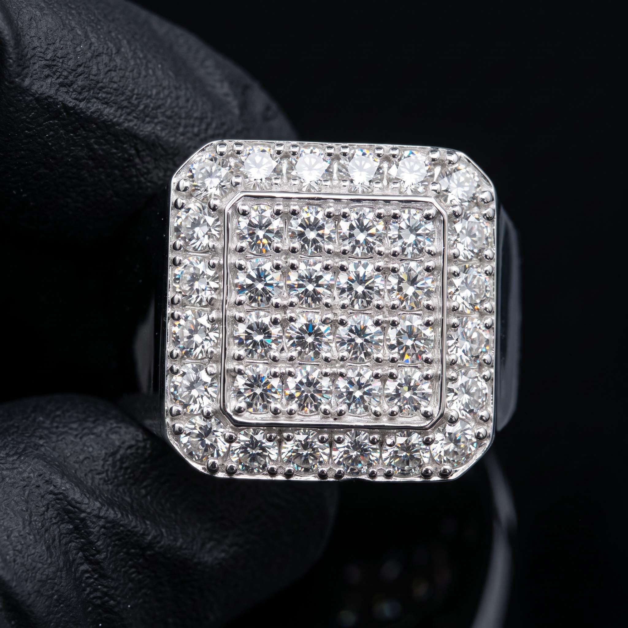 925 Silver & VVS1 Moissanite Square Round Cut Diamond Ring