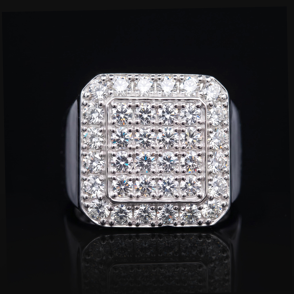 925 Silver & VVS1 Moissanite Square Round Cut Diamond Ring