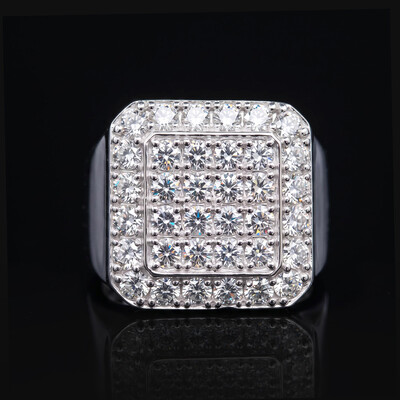 925 Silver & VVS1 Moissanite Square Round Cut Diamond Ring