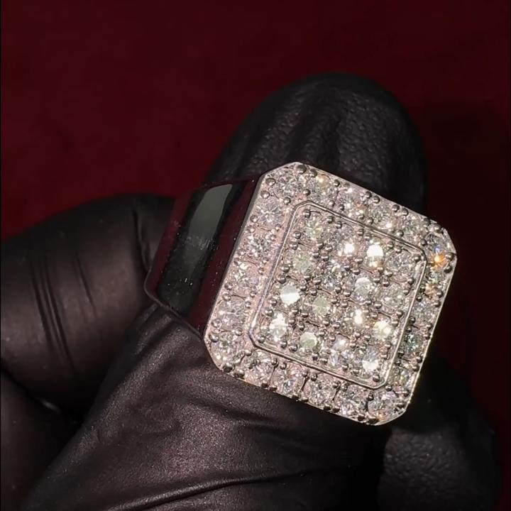 925 Silver & VVS1 Moissanite Square Round Cut Diamond Ring